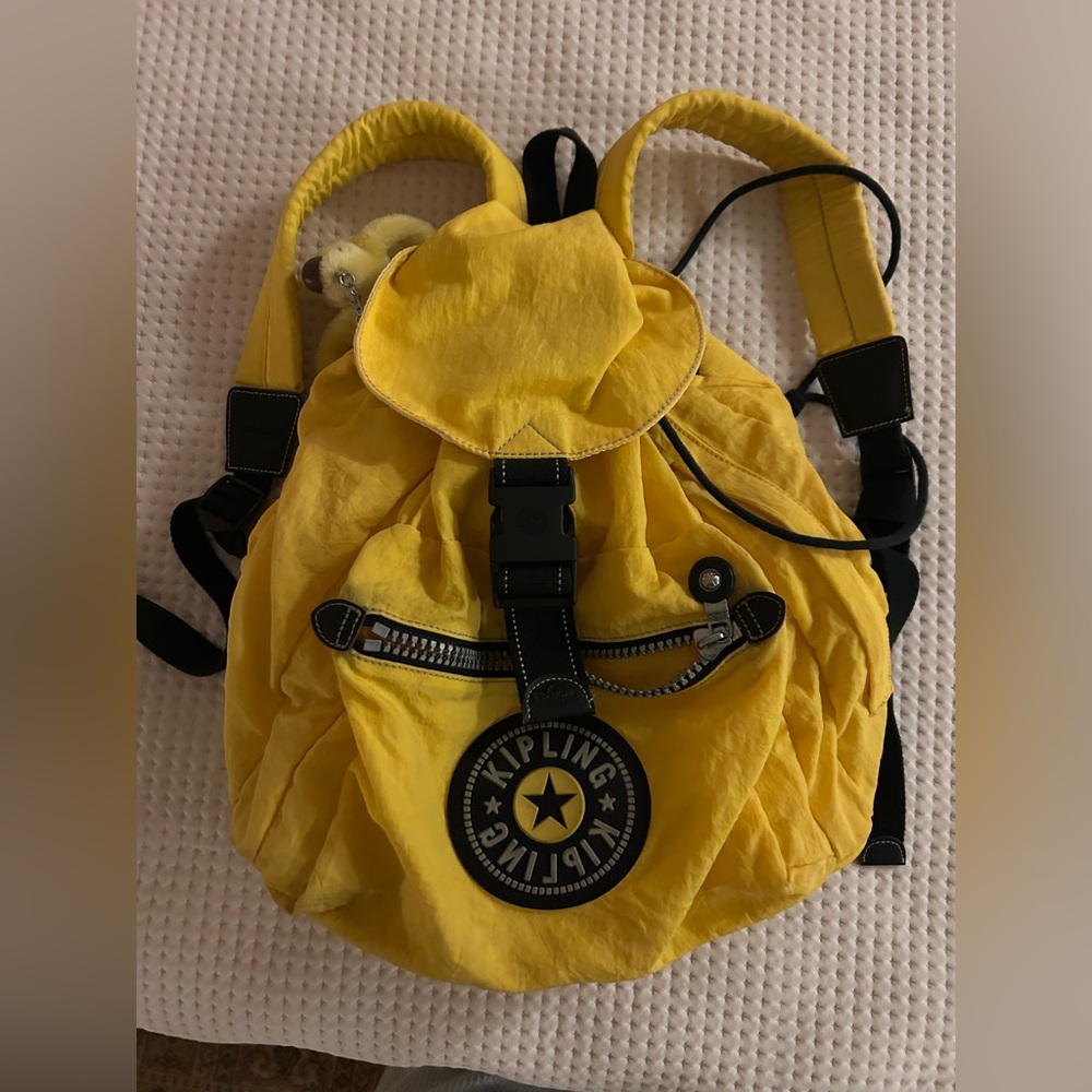 Vintage 90s Kipling Sunny Yellow Backpack